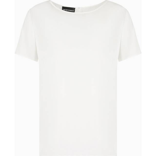 Short-sleeved silk satin blouse