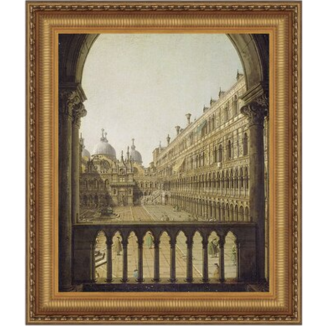 Interior Court Of The Doge'S Palace Framed Canvas Replica Painting: Small