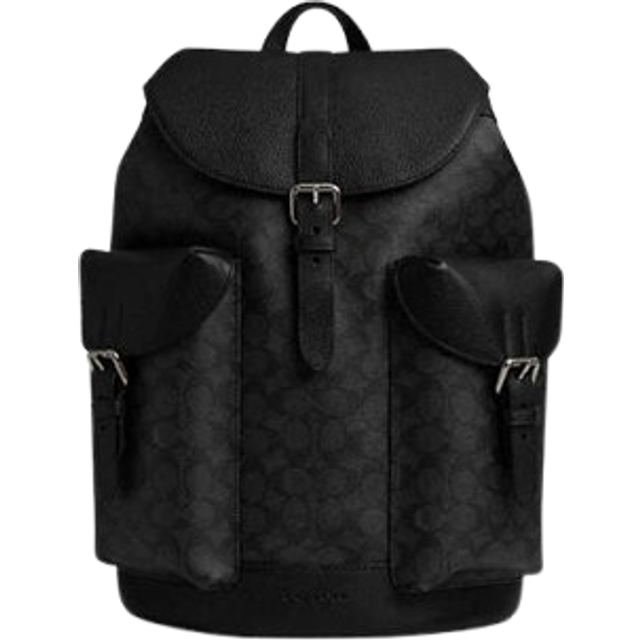 Coach Mens Warner Backpack in Signature - Charcoal - One Size