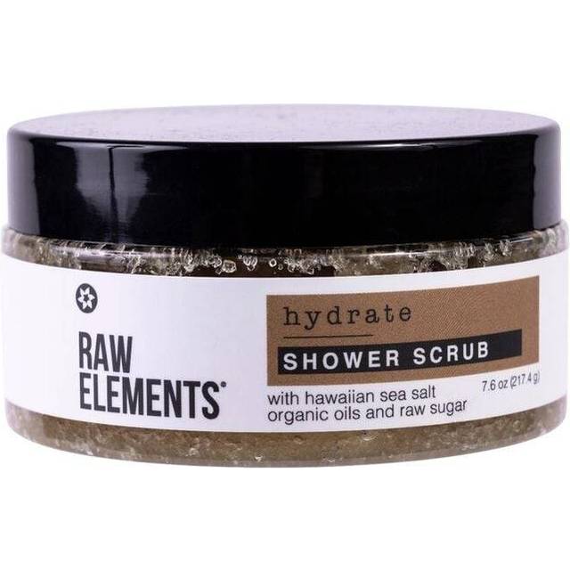 Raw Elements All Season Moisturizing Daily Scrub - Hawaiian Sea Salt and Raw Sugar Exfoliator  Organic Oils to Hydrate  Shower Essentials  No Parabens
