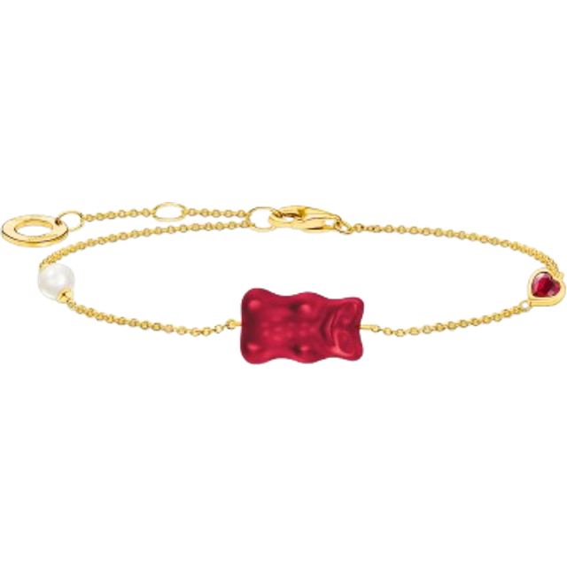 Thomas Sabo A2151-430-10-L19V Vergoldetes Goldbären Armband m. Perle u. Stein
