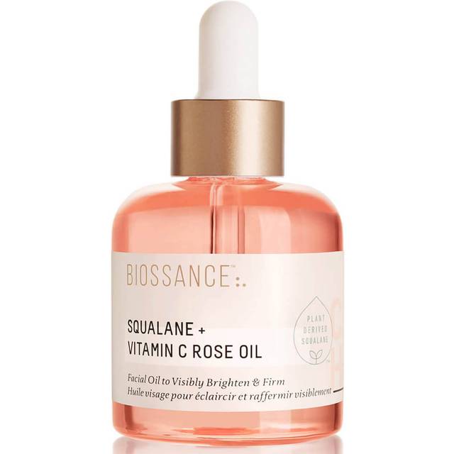 Biossance Squalane + Vitamin C Rose Oil - Lightweight Brightening + Firming Facial Oil - No Parabens or Synthetic Fragrance - Vegan + Fragrance-Free (