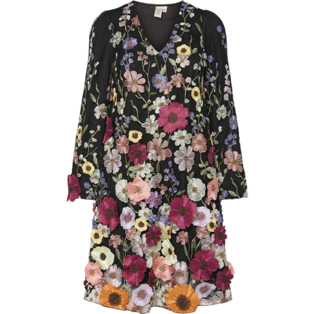 Y.A.S Flowering Mini Dress - Black