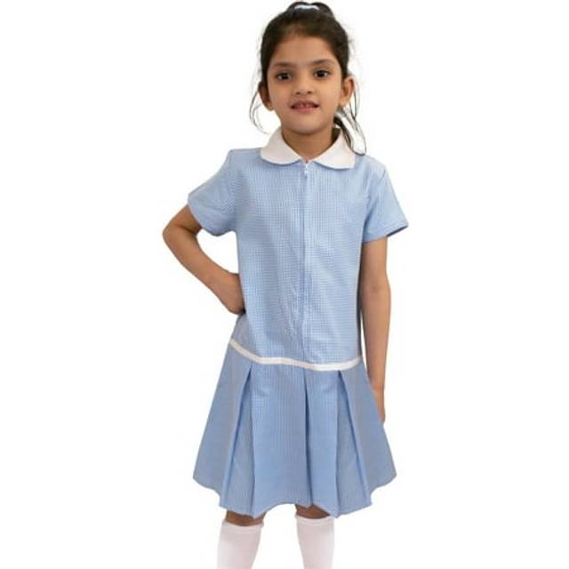 (7-8 Years, Blue) A2Z Kids Girls Gingham Zip Up School Dress 2-14Y