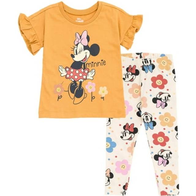 Disney Minnie Mouse Little Girls T-Shirt and Leggings Outfit Set Brown