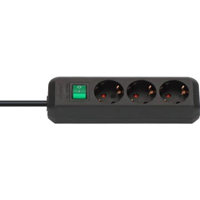 Brennenstuhl 1152300015 Eco-Line 3-Vägs Strömremsa med 1.5 m Lång Kabel, Svart