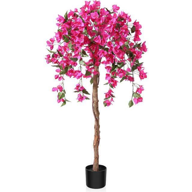 Fopamtri Artificial Plants Bougainvillea Tree 120 cm Artificial Blossom Tree, Fake Plants in Pot Large Pink Artificial Tree with Flowers for Home