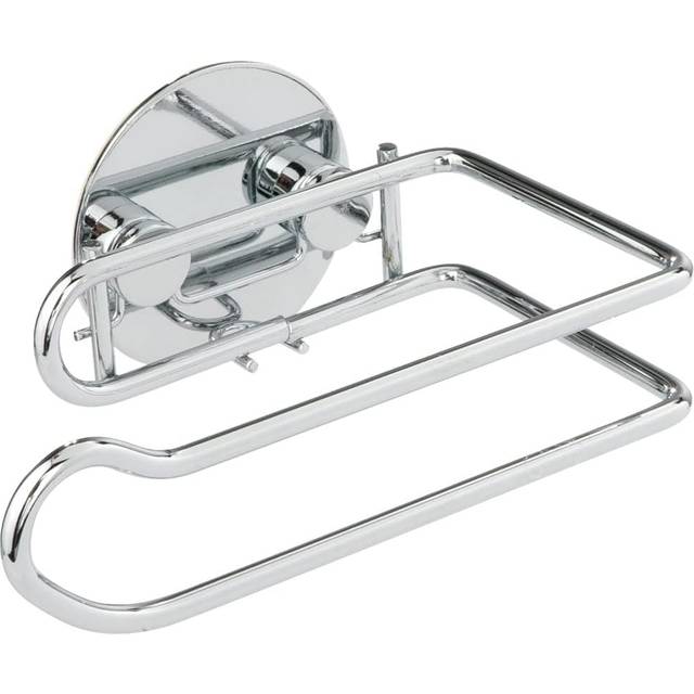 WENKO 18774100 Turbo-Loc toilet roll holder - fixing without drilling, Steel, 14 x 6 x 9 cm, Chrome