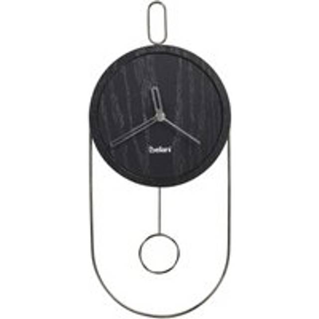 Wall Clock Hanging Decor 20 x 45 cm Design without Numbers mdf Pendulum Black Sierre