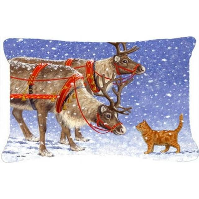 Carolines Treasures  Reindeer & Cat Fabric Decorative Pillow