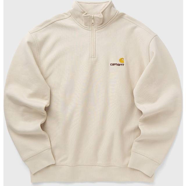 Carhartt WIP Mens Relaxed Fit Half Zip American Script Sweatshirt - Colour: MOOXX Moonbeam - Size: Small - Beige
