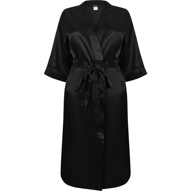 (8/10 UK, Black) Towel City Womens/Ladies Satin Robe