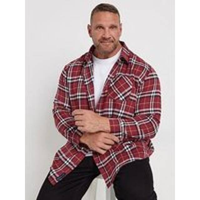 Size 4Xl Mens Badrhino Big & Tall Red Long Sleeve Check Shirt Big & Tall - 4XL
