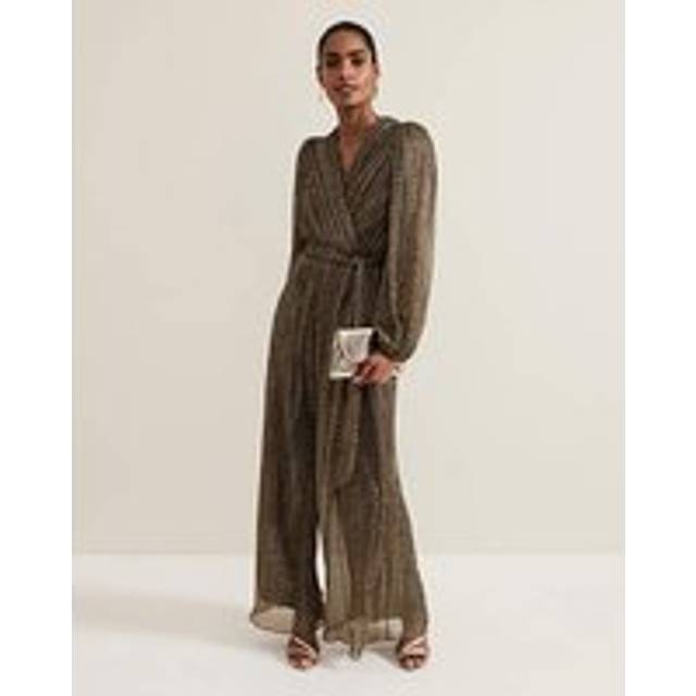 Phase Eight Gold Textured Jumpsuit Gold - Phase Eight - Size: 18