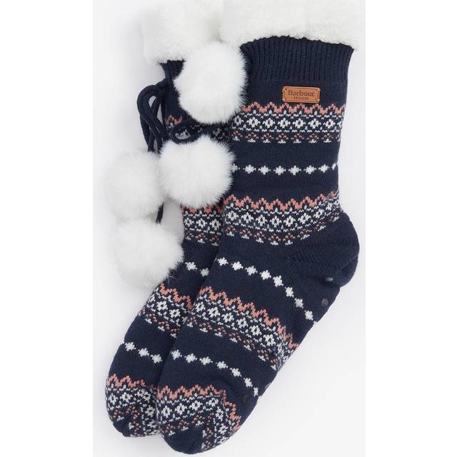 Barbour Fair Isle Jacquard Knit Lounge Socks - Navy