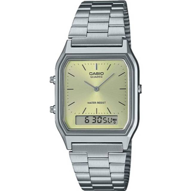 Casio Vintage Analog Digital Gray Ion Plated Quartz AQ-230GG-9A Men's Watch