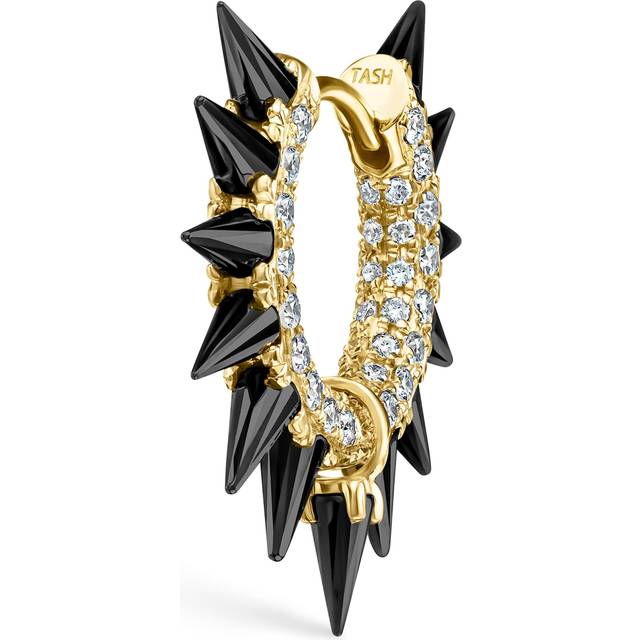 Maria Tash Yellow Gold Black Moissanite Mohawk and Diamond Pavé Hoop Earring - 8mm