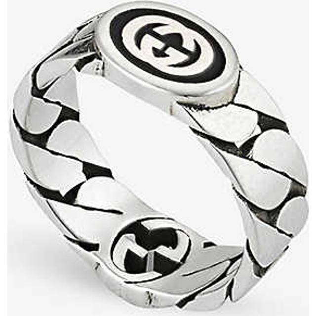 Gucci Womens Silver Interlocking G Sterling-silver Ring - SILVER