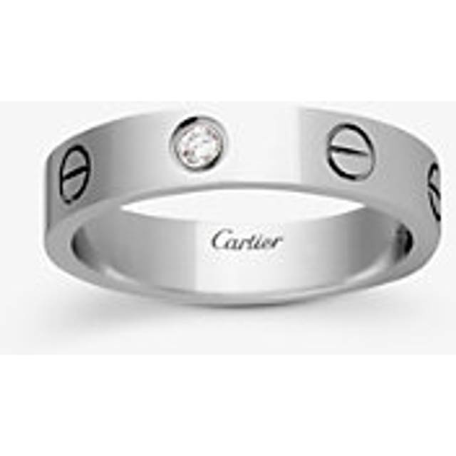 Cartier Womens White Gold Mini Love 18ct and 1 Diamond Wedding Band 53mm - WHITE GOLD