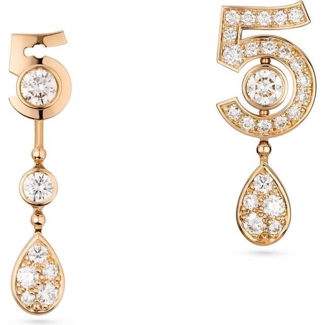CHANEL Beige Gold and Diamond N˚5 Transformable Earrings - One size