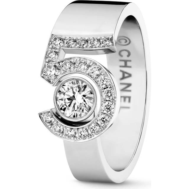 CHANEL White Gold and Diamond N˚5 Ring - Silver - 51