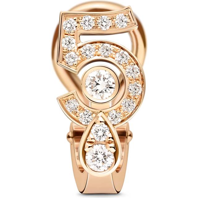 CHANEL Beige Gold and Diamond N˚5 Single Clip-On Earring - One size