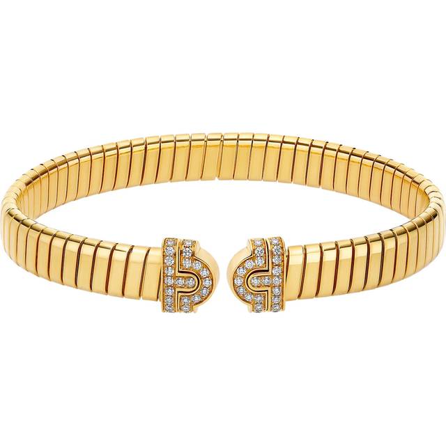 Bvlgari Yellow Gold and Diamond Tubogas Bangle - M