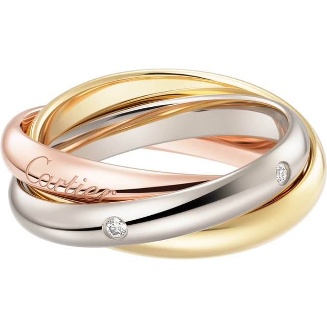 Cartier Medium White, Yellow, Rose Gold and Diamond Trinity Ring - 47