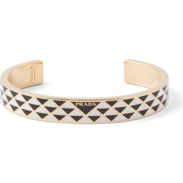 Prada Enamel Triangle Cuff Bracelet - Black - M