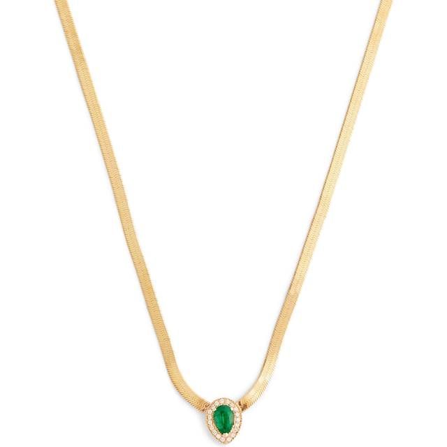 Jacquie Aiche Yellow Gold, Diamond and Emerald Gemstone Necklace - One size