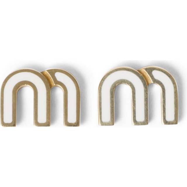 Miu Miu Enamelled Logo Earrings - White - One size