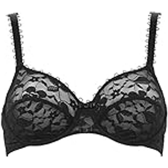 Miss Top Underwired Bra - 04 Black - Indulge in some luxe lingerie from Maison Lejaby. Elegant and comfortable, the Miss Top underwired bra has been carefully created with ornate lace details along the front and straps. Designed with a mid cup shape and uplifting fit, this versatile bra is perfect for under your favourite V-neck dress.