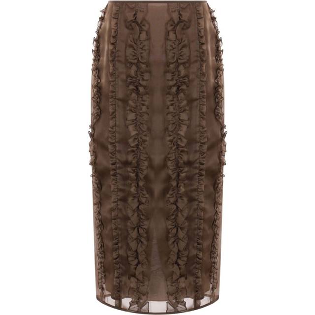 Cecilie Bahnsen - Ocean midi skirt - women - Spandex/Elastane/Silk/Viscose - 6 - Brown