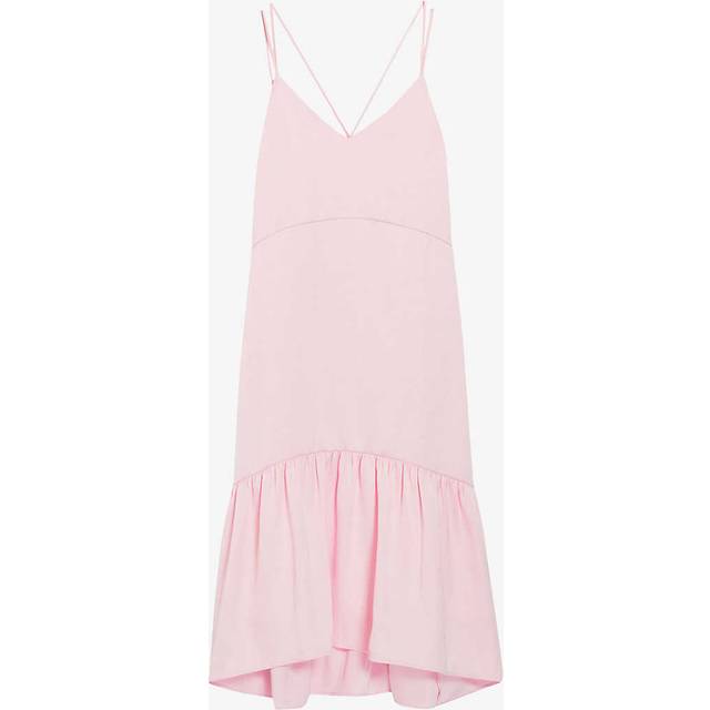 Claudie Pierlot Womens Roses Roya Ruffled Satin Midi Dress 14 - ROSES