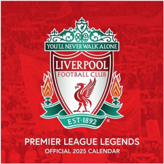 Liverpool FC Legends 2025 Wall Calendar - Claret Red/white/green - one size