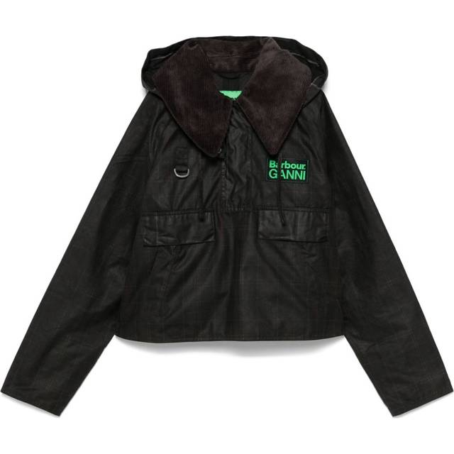 Barbour - x Ganni tartan-check parka - women - Organic Cotton/Organic Cotton/Recycled Polyester/Polyamide/Cotton - 14 - Grey