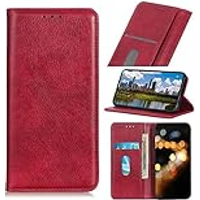 YBROY Fodral för OnePlus Nord CE 3 Lite 5G, magnetisk flip läder premium plånbok telefonfodral, med kortplats och vikbart stativ, fodral för OnePlus Nord CE 3 Lite 5G (röd)
