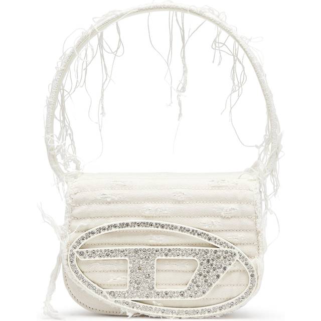 Diesel - 1DR-Sac à bandoulière emblématique en toile et cuir - Sacs d'Épaule - Femme - Blanc - UNI
