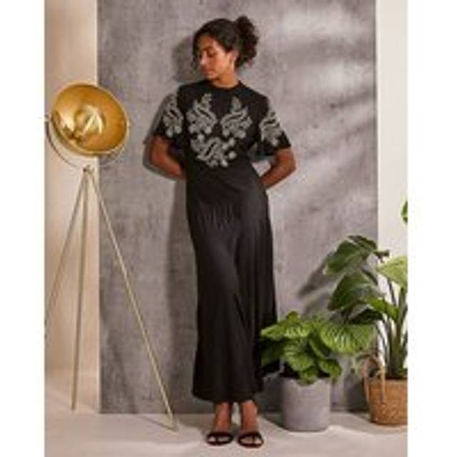 FatFace Beaded Maxi Dress Black - FatFace - Size: 8