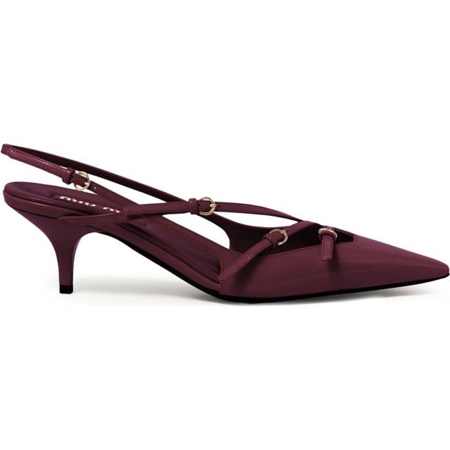 Miu Miu - buckle-embellished slingback pumps - women - Leather/Leather/Rubber/Patent Leather - 38 - Red