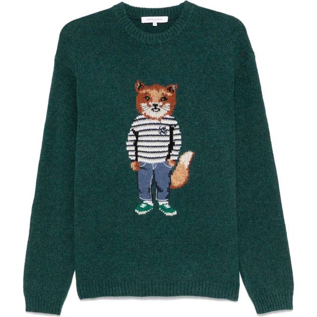 Maison Kitsuné - Fox intarsia-knit sweater - men - Polyamide/Mohair/Wool - XL - Green