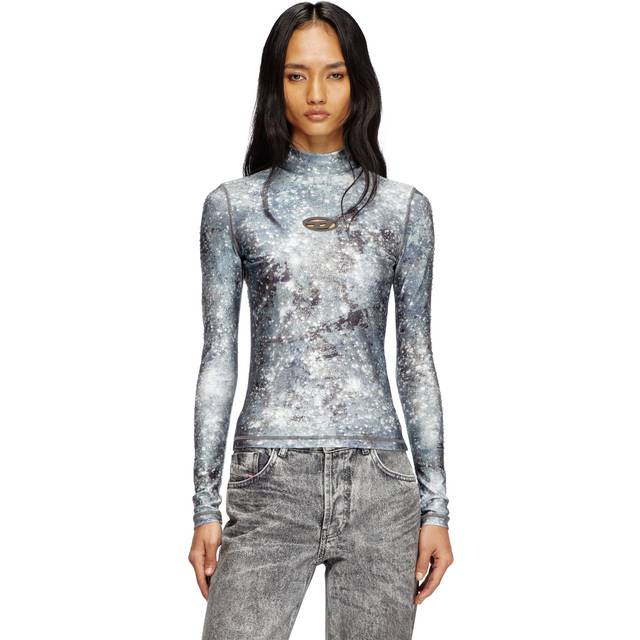 Diesel, Topp, Dam, M, Galaxy Print Hög Hals Topp - blue (M)