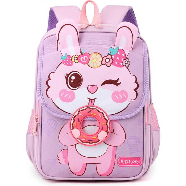 (Purple) School Cute Cartoon Backpack Nylon Material For Children Boys And Girls