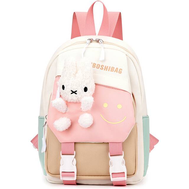 (Khaki) Trendy 2024 Cute Cartoon Kids Backpack Fashionable Nylon Design For Boys And Girls With Animal Print