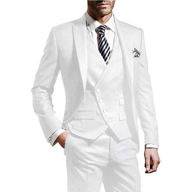 (white, 6XL) Men's Suits Slim Fit, 3 Piece Suit for Men Tuxedo Suit Set