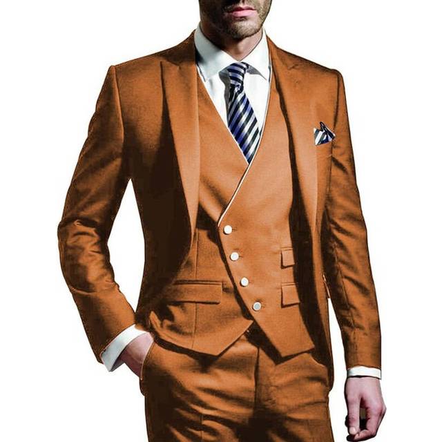 (brown, 4XL) Men's Suits Slim Fit, 3 Piece Suit for Men Tuxedo Suit Set