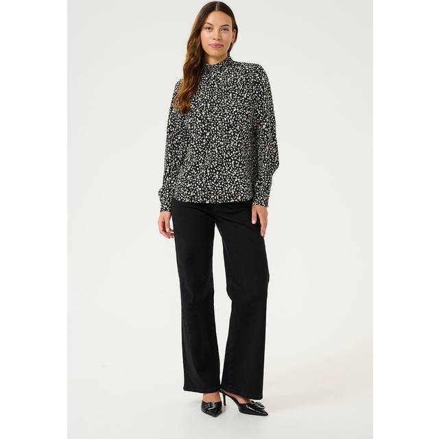KAFFE Malene Balloon Sleeve Top, Black/White
