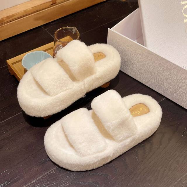 (Beige, 42) And Plush Trendy Womens Slipon Slippers For Effortless Style At Home Or Out
