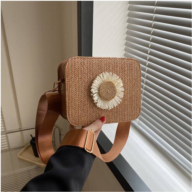 (Brown) Fashionforward Korean Style Woven Crossbody Bag For Women In Neutral Shades