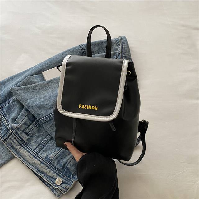 (Black) Trendy Casual Commuter Backpack For Everyday Use In Soft Pu Material Available In Black Pink And Silver